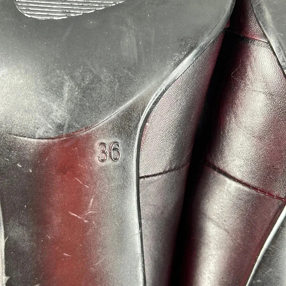 VINTAGE Y2K Spring Square Toe Pumps Wine Maroon Genuine Leather Shoes Heels 36 - Picture 11 of 13